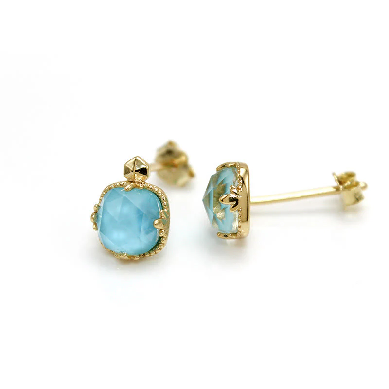 925 Sterling Silver Plated Gold Turquoise Protection Ring, Earrings, and Necklace Pendant Set