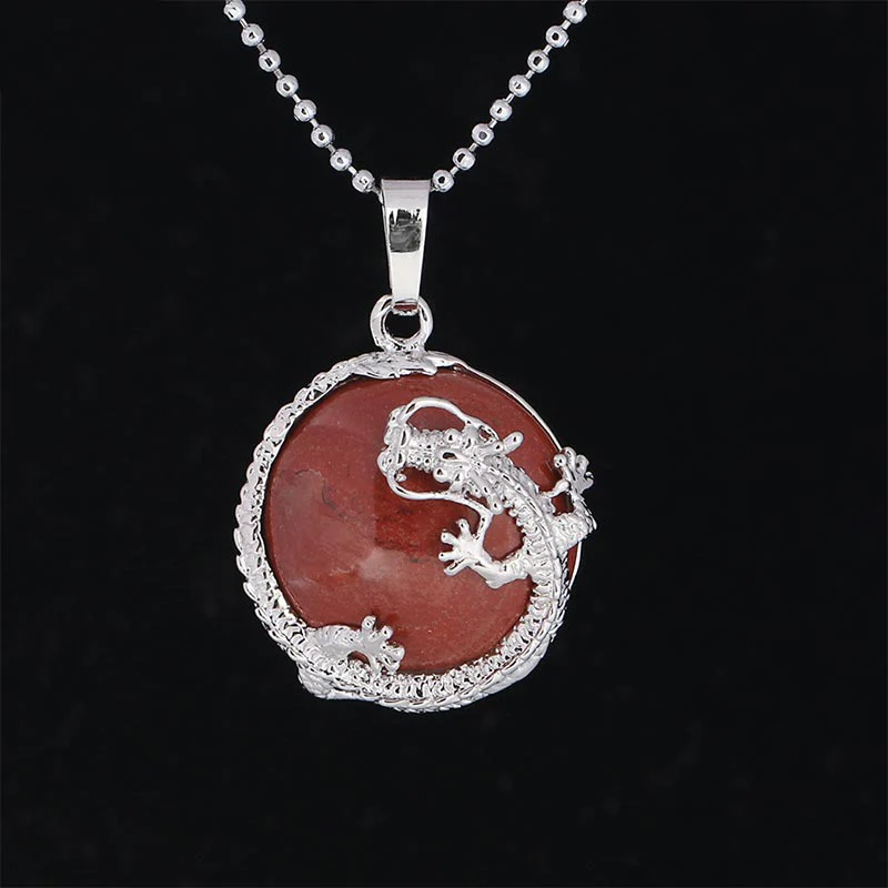 Chinese Dragon Natural Quartz Crystal Healing Necklace Pendant