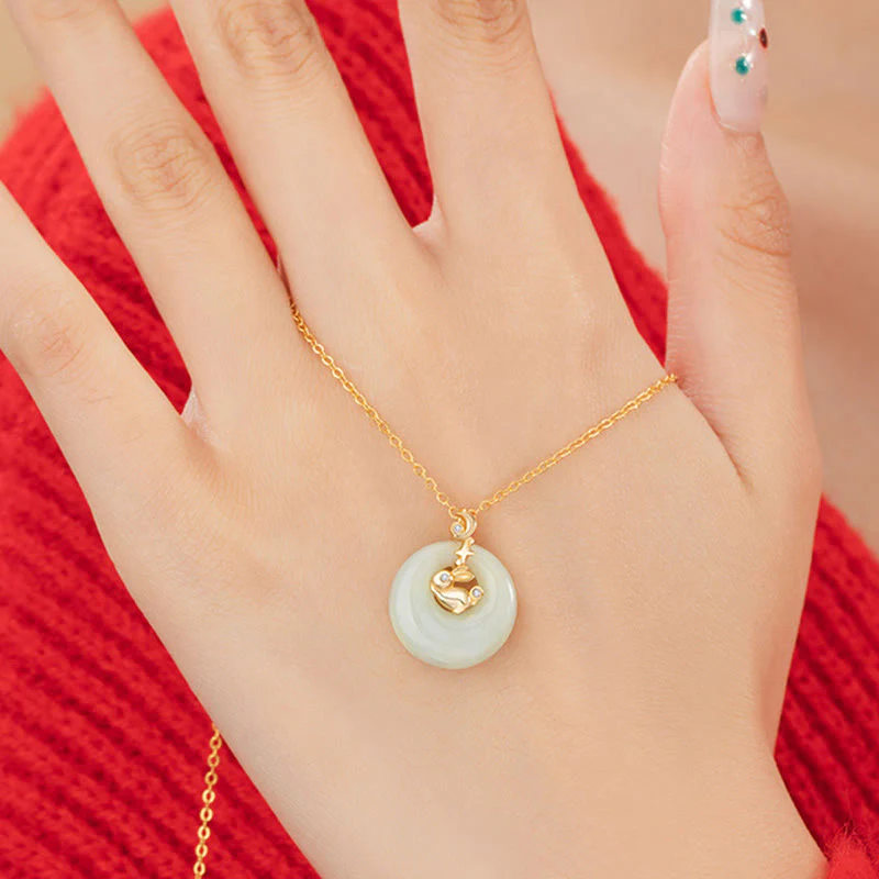 Chinese Zodiac Hetian Jade 925 Sterling Silver Abundance Necklace Pendant