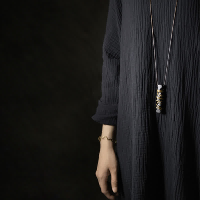 Tibet Ebony Wood Copper Balance Peace Necklace Pendant