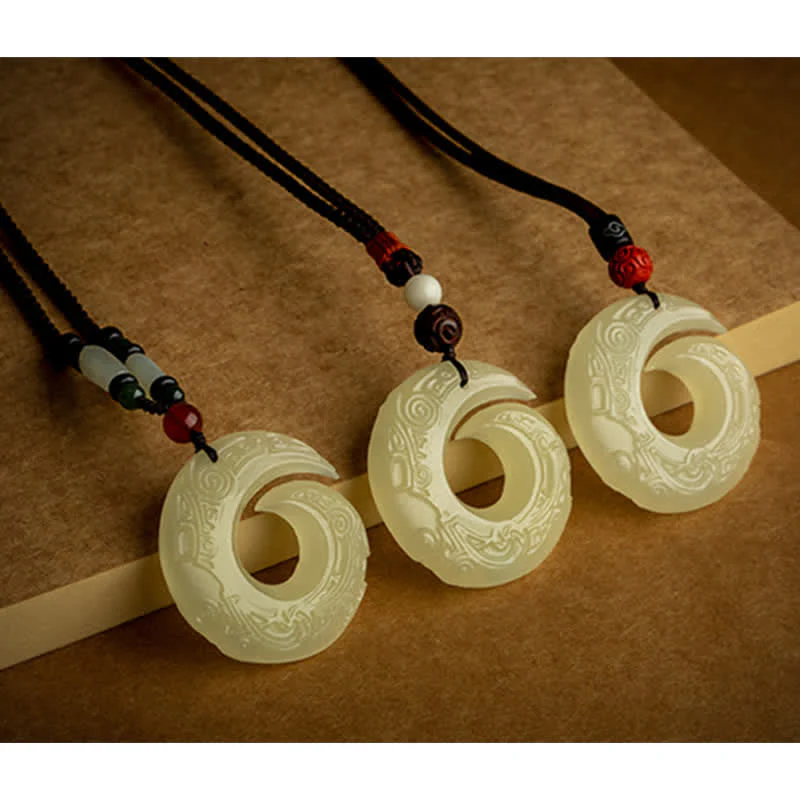 Peace Buckle Jade, Small Leaf Red Sandalwood, Cinnabar, Agate Luck Necklace Pendant