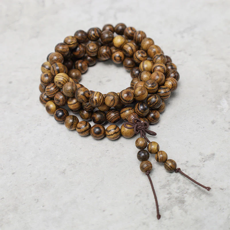 108 Mala Beads Bracelet for Prayer and Meditation, Elastic Sandalwood