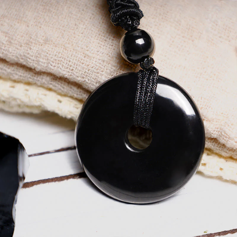 Renbeads Lucky Coin Pendant Healing Crystal Gemstone Necklace