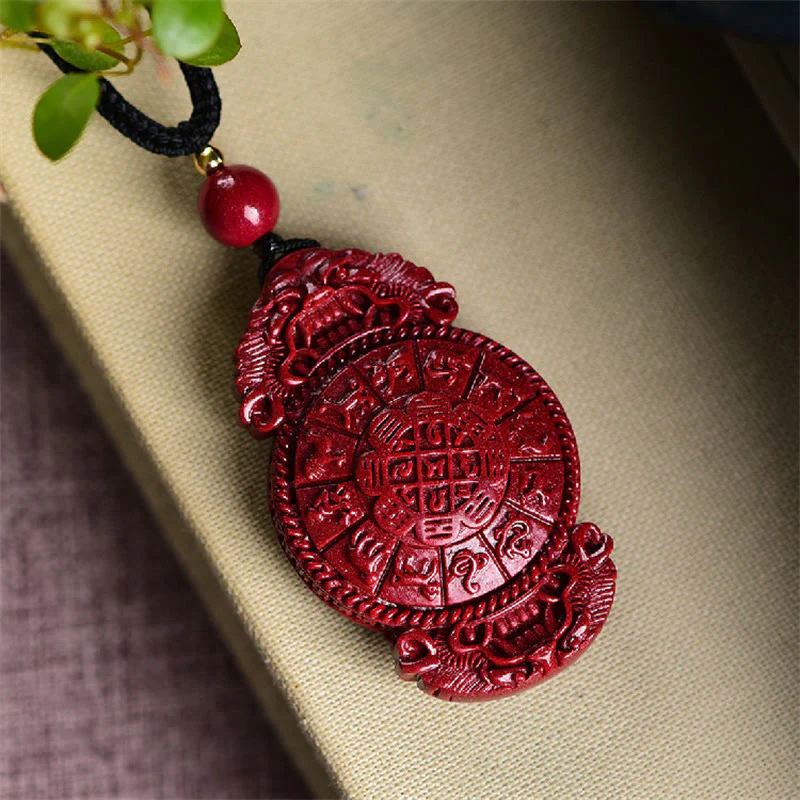 Laughing Buddha Yin Yang Chinese Zodiac Gourd Natural Cinnabar Blessing Necklace Pendant