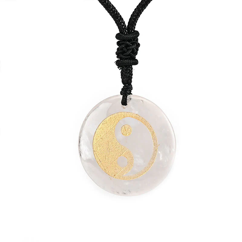 Various Crystal Amethyst Tiger Eye Green Aventurine Yin Yang Spiritual Necklace Pendant