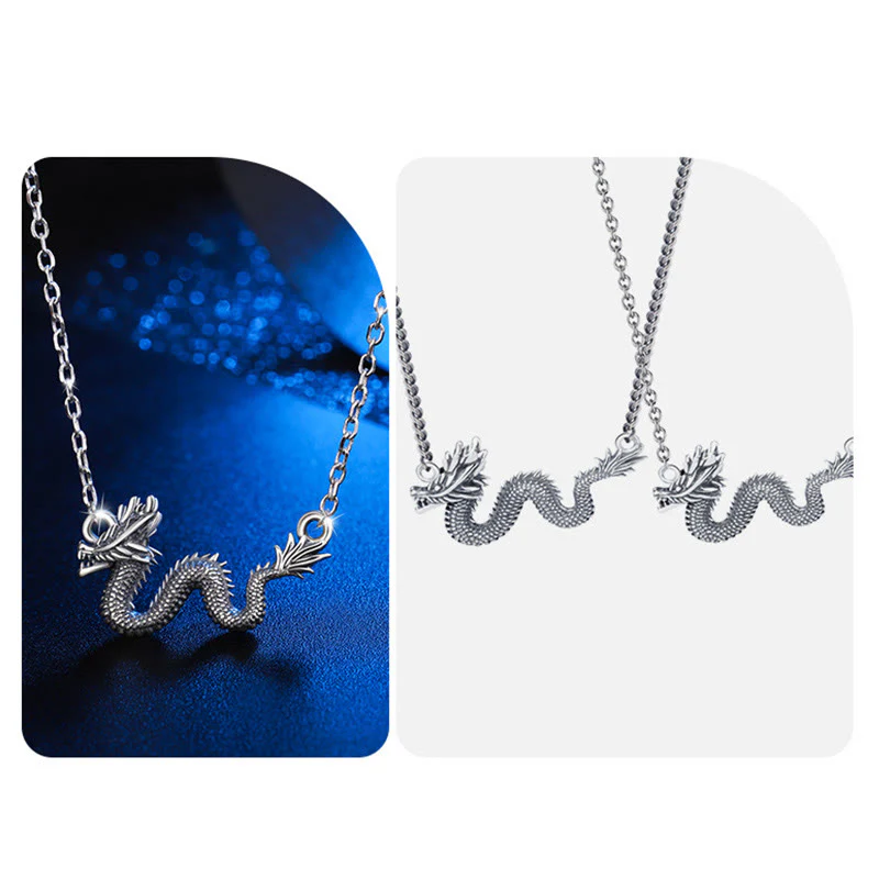 Renbeads 925 Sterling Silver Year Of The Dragon Auspicious Dragon Protection Chain Necklace Pendant