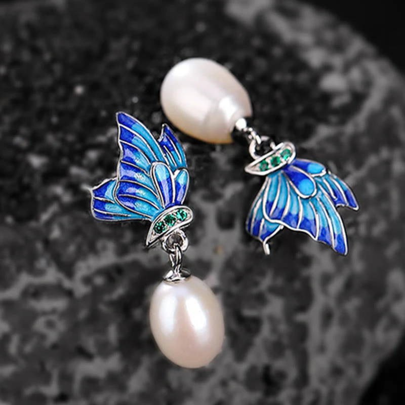 Renbeads 925 Sterling Silver Pearl Butterfly Healing Necklace Pendant Earrings Ring