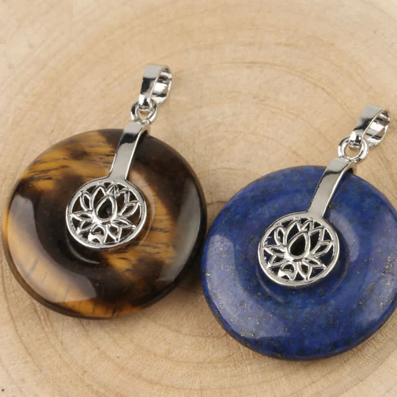 Various Crystal Amethyst Pink Crystal Lotus Healing Necklace Pendant