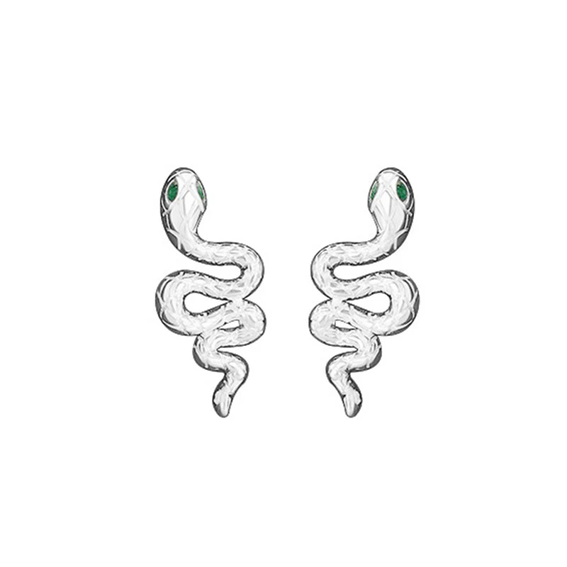 925 Sterling Silver Snake-themed Calm Jewelry Set (Necklace Pendant, Ring, Earrings)