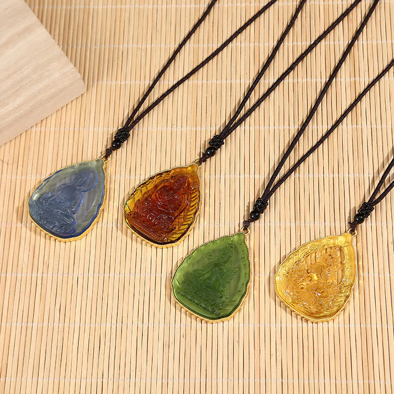 Renbeads Tibetan Buddha Liuli Crystal Serenity Necklace Pendant