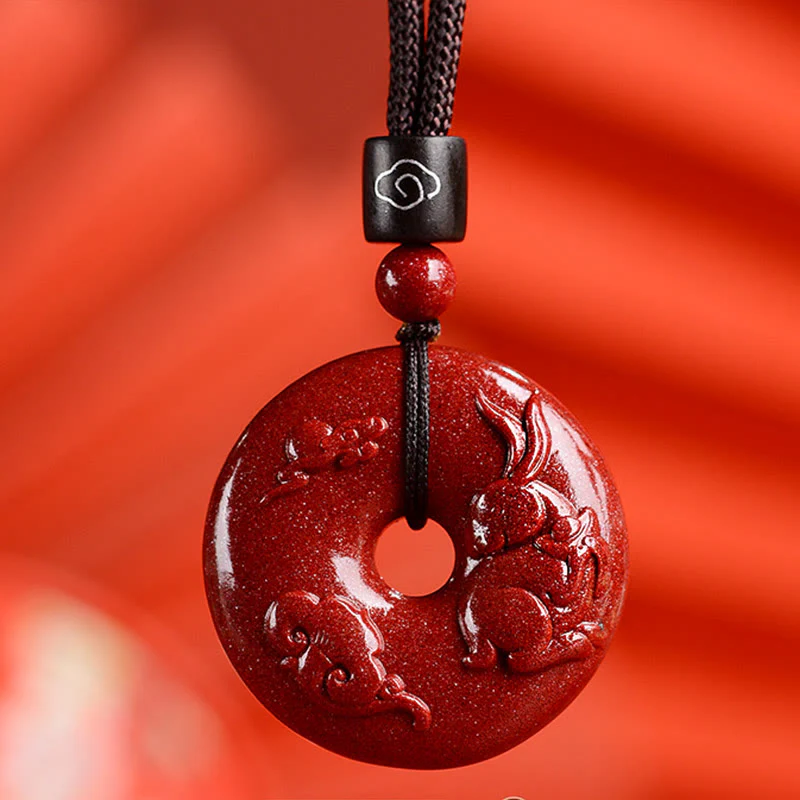 Chinese Zodiac Cinnabar Peace Buckle Necklace Pendant