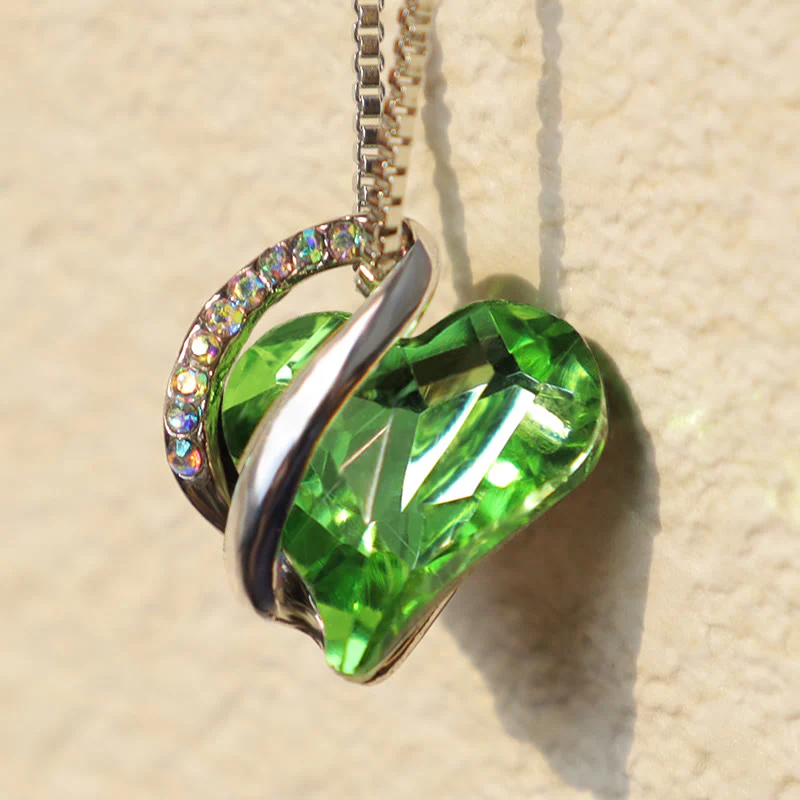 Love Heart Birthstone Healing Energy Necklace Pendant