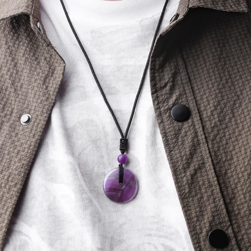 Renbeads Lucky Coin Pendant Healing Crystal Gemstone Necklace