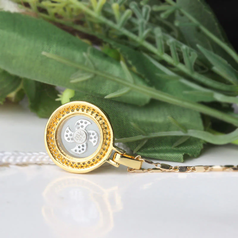 Gold Plated Copper Brass Rotatable Windmill Symbol Balance Necklace Pendant