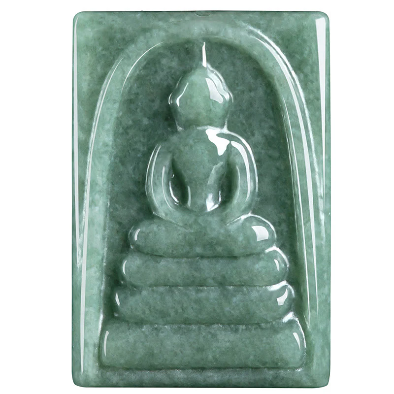 Formless Buddha Square Jade Amulet String Necklace Pendant