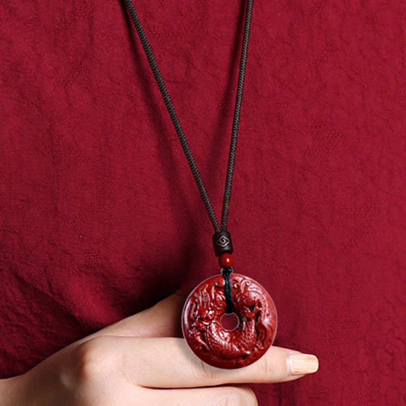Chinese Zodiac Cinnabar Peace Buckle Necklace Pendant