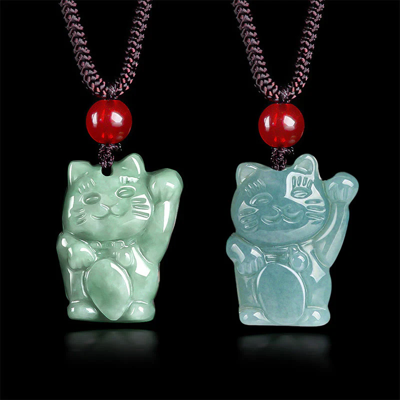 Lucky Cat Jade Abundance Necklace Pendant