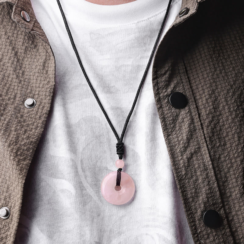 Renbeads Lucky Coin Pendant Healing Crystal Gemstone Necklace