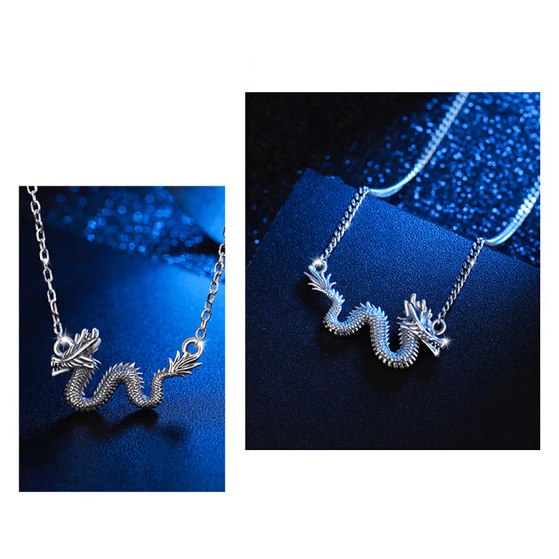 Renbeads 925 Sterling Silver Year Of The Dragon Auspicious Dragon Protection Chain Necklace Pendant