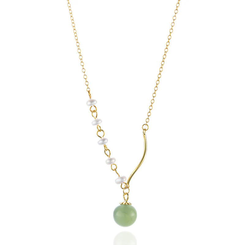 Natural Hetian Jade Pearl Luck Bead Necklace Pendant