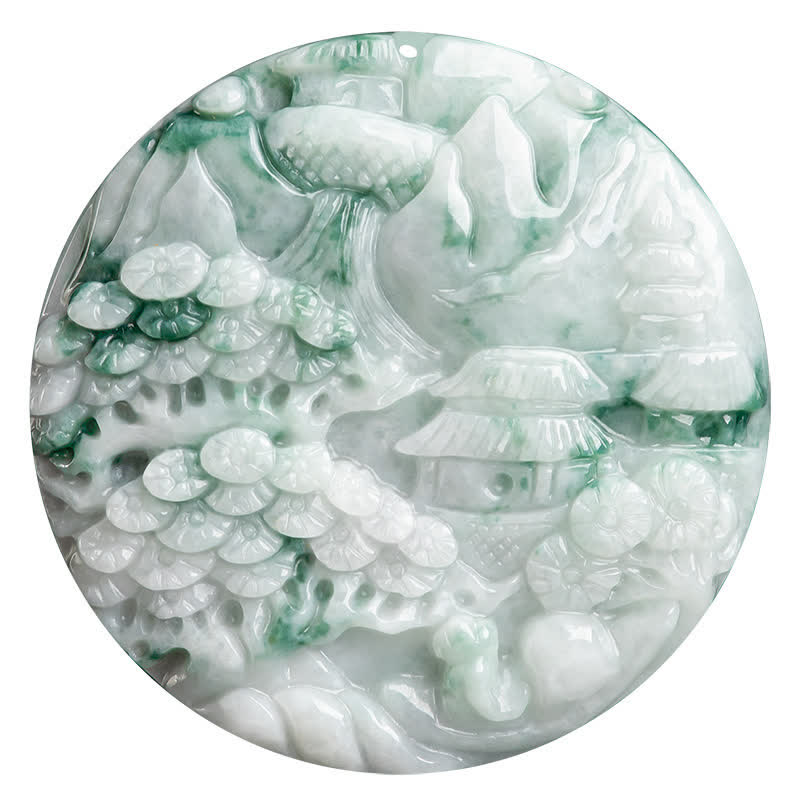 Renbeads Mountain Landscape Jade Abundance String Necklace