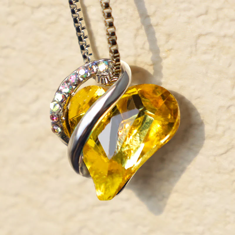 Love Heart Birthstone Healing Energy Necklace Pendant