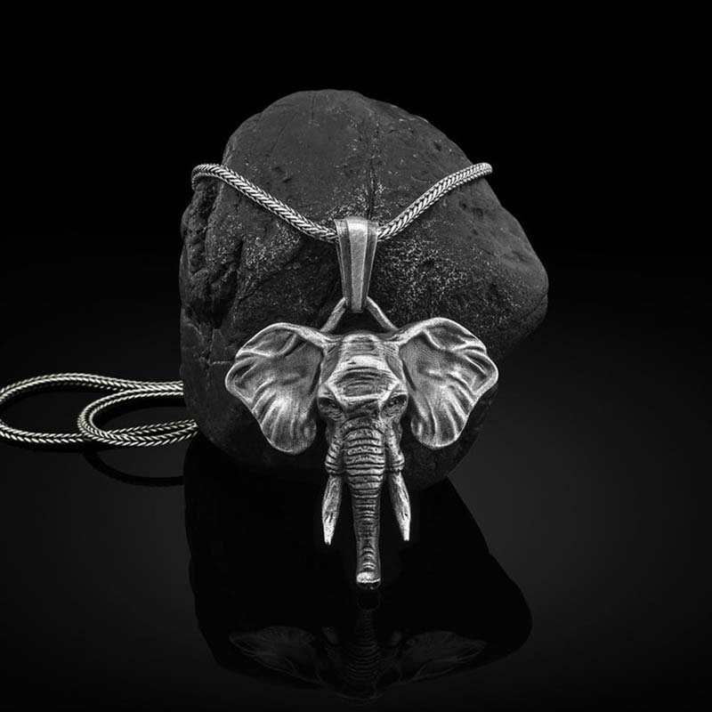 Renbeads Elephant Pewter Titanium Steel Strength Necklace Pendant