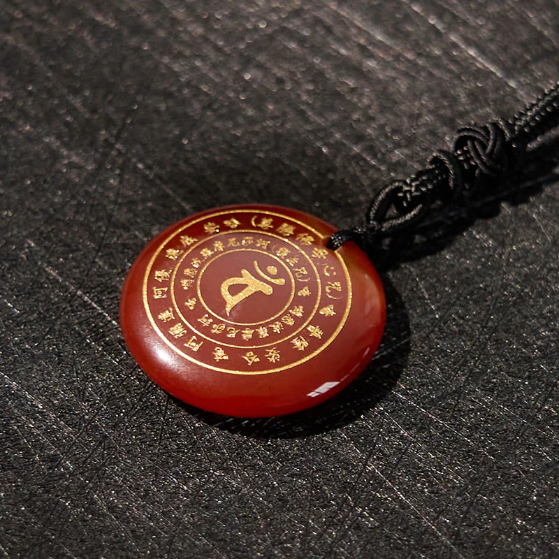 Sanskrit Mantra Various Crystal Black Obsidian Green Aventurine Strength Necklace Pendant