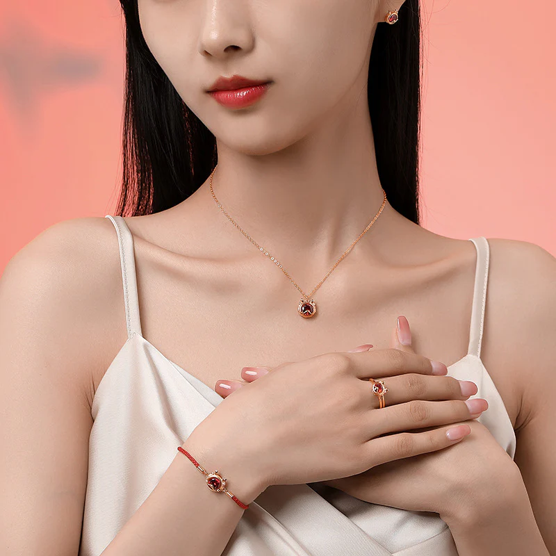 925 Sterling Silver Year of the Dragon Luck Red Zircon Jewelry Set (30% Off)