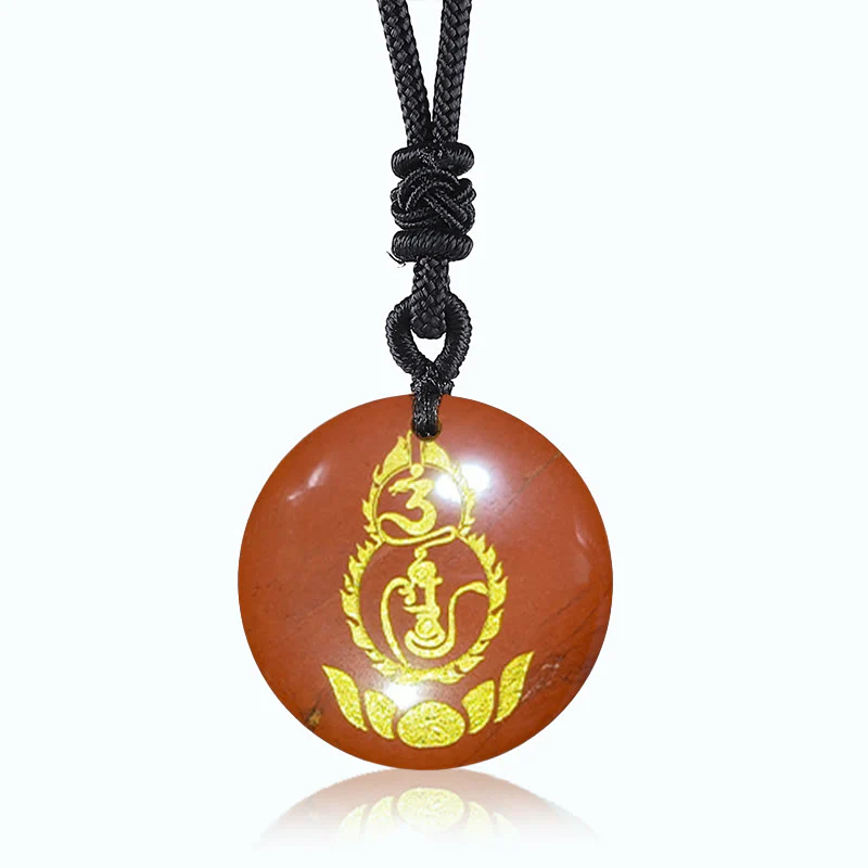 Gourd Lotus Pedestal Pattern Mantra Natural Various Crystal Black Obsidian Fulfilment Necklace Pendant