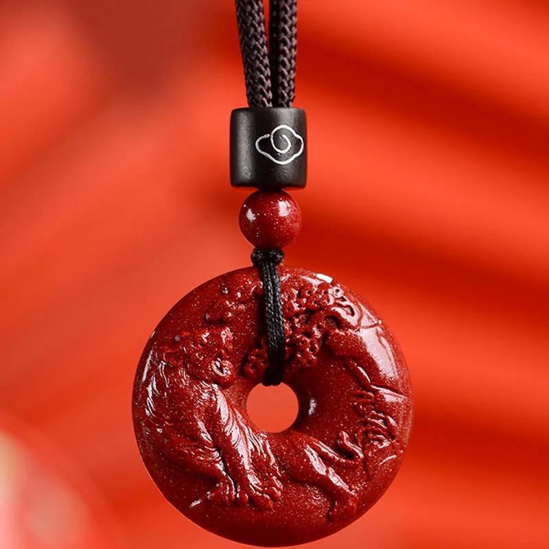 Chinese Zodiac Cinnabar Peace Buckle Necklace Pendant