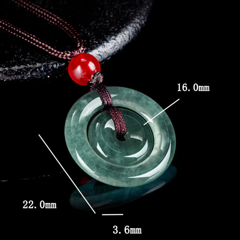 Green Jade Double Peace Buckle Abundance Necklace Pendant