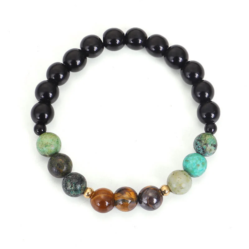 Renbeads 108 Mala Beads Natural Stone Tiger Eye Turquoise Protection Strength Bracelet Necklace
