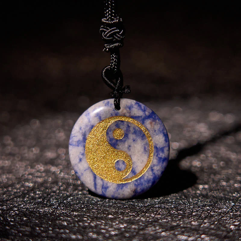 Various Crystal Amethyst Tiger Eye Green Aventurine Yin Yang Spiritual Necklace Pendant