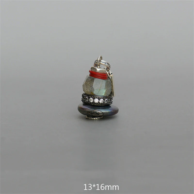 Zen Cairn Labradorite Various Crystals Calm Pendant Necklace