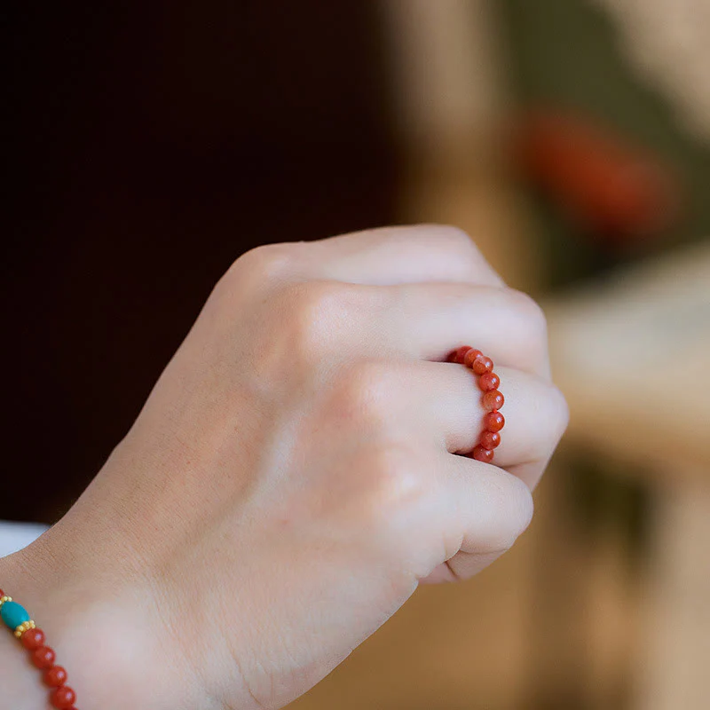 Renbeads 925 Sterling Silver Plated Gold Natural Red Agate Turquoise Confidence Bracelet Necklace Pendant Ring Set