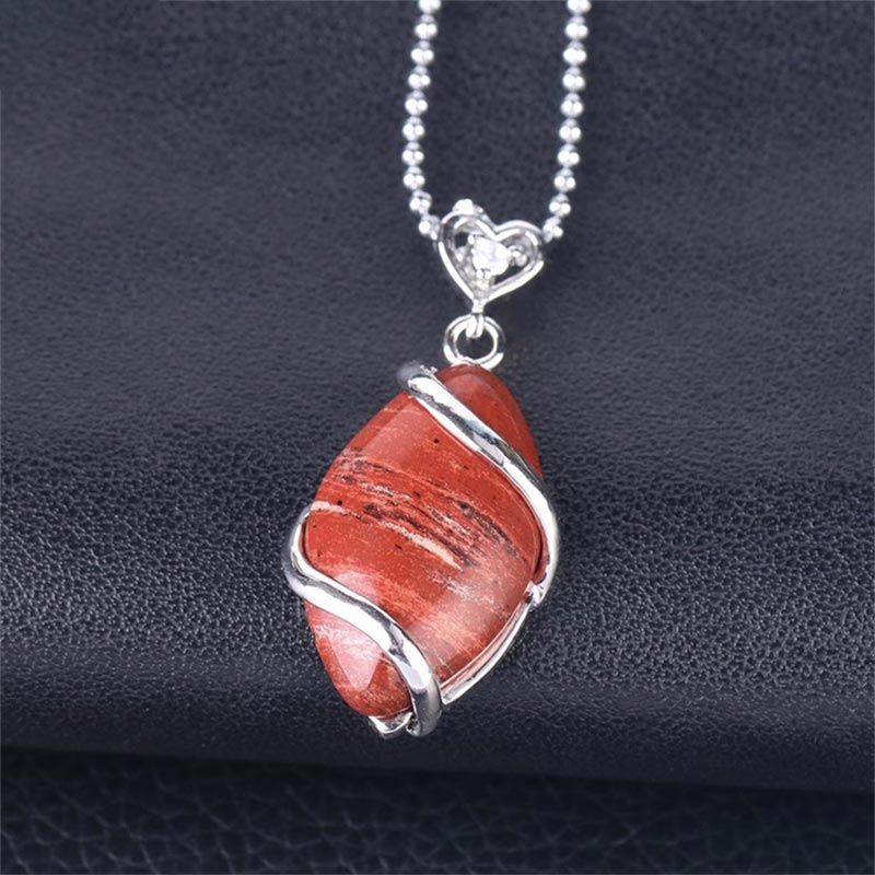 Marquise Pattern Natural Crystal Stone Charm Necklace Pendant
