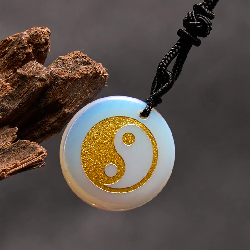 Various Crystal Amethyst Tiger Eye Green Aventurine Yin Yang Spiritual Necklace Pendant