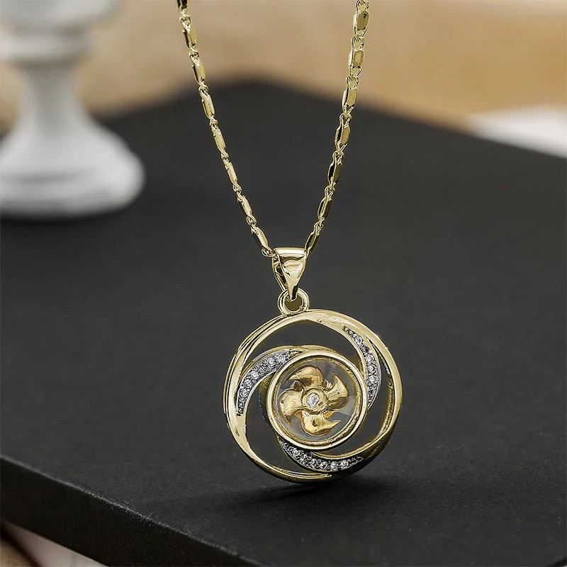Gold Plated Copper Brass Rotatable Windmill Luck Necklace Pendant
