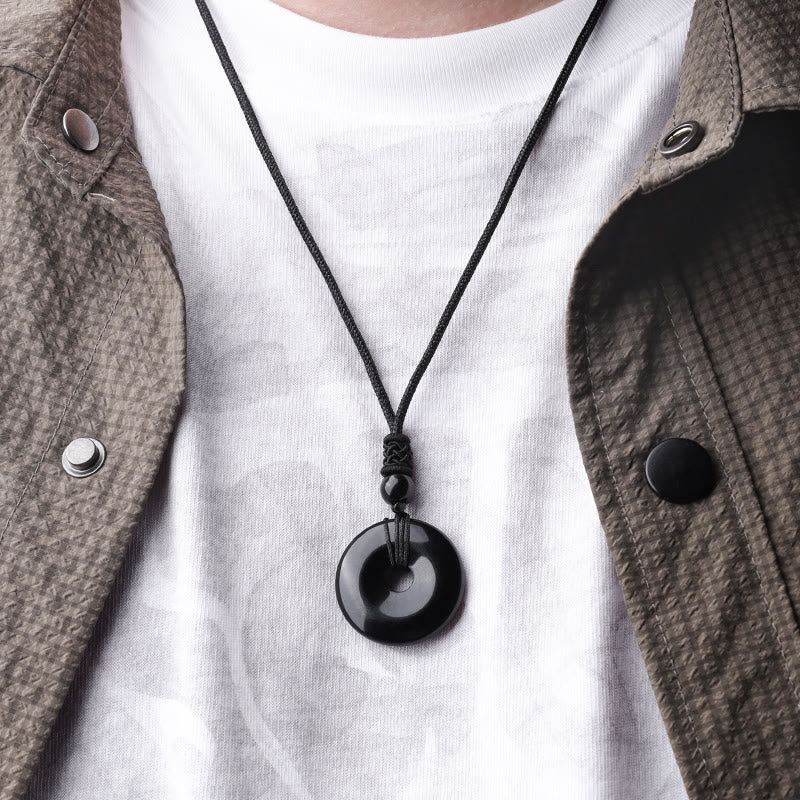 Renbeads Lucky Coin Pendant Healing Crystal Gemstone Necklace