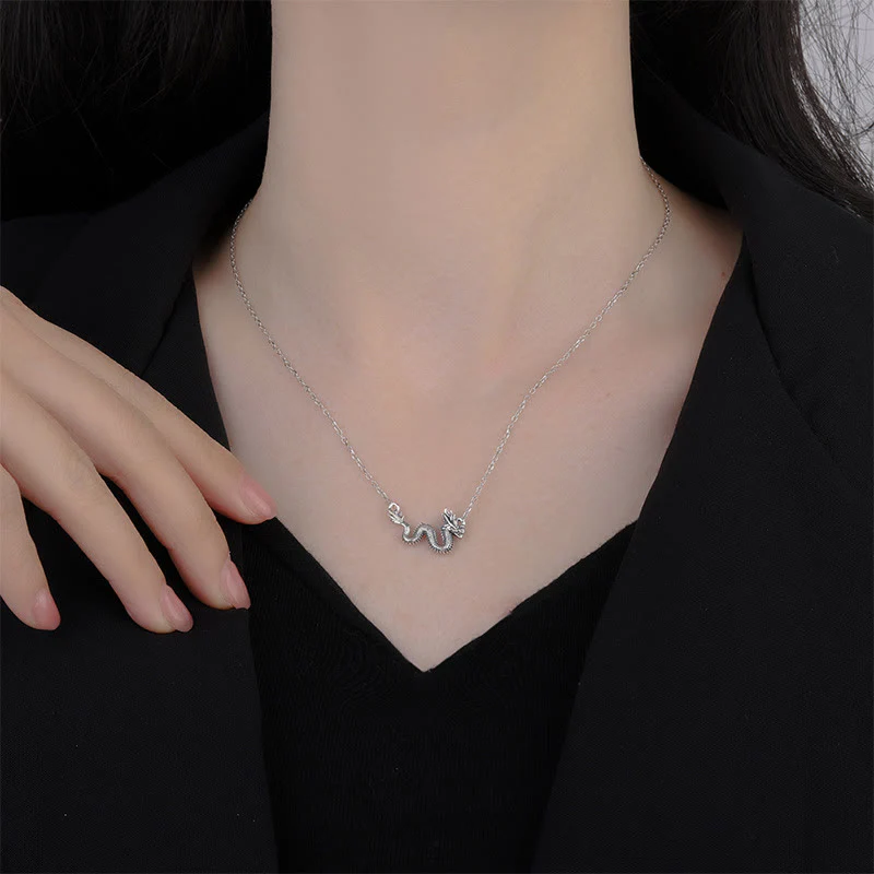 Renbeads 925 Sterling Silver Year Of The Dragon Auspicious Dragon Protection Chain Necklace Pendant