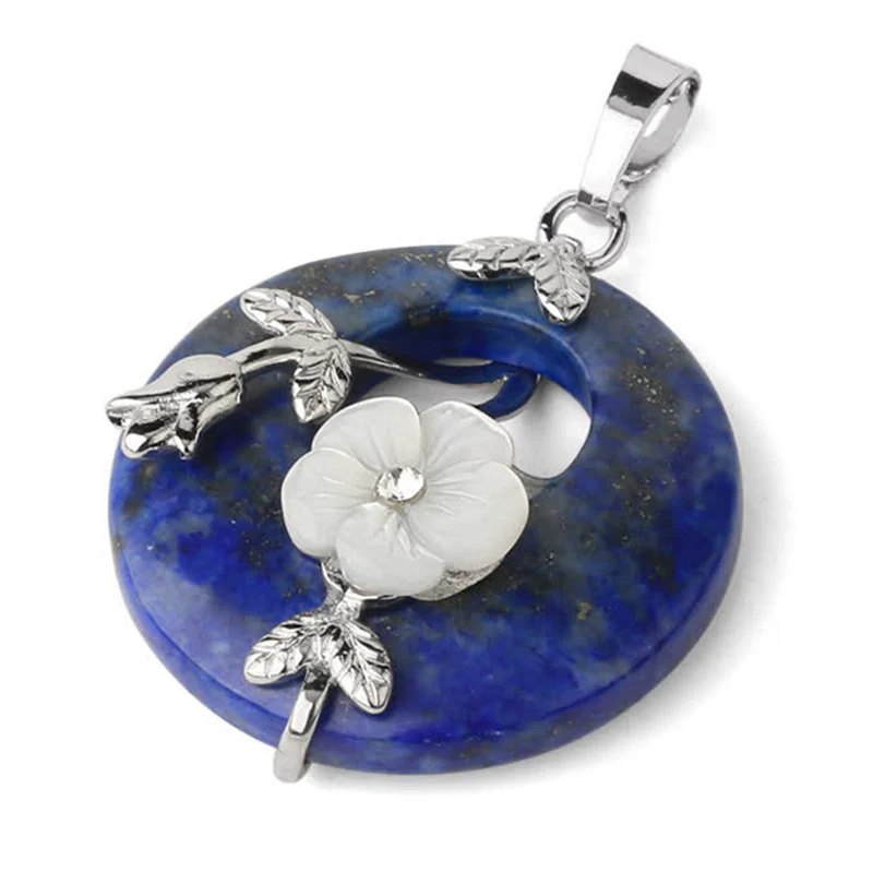 Various Crystal Amethyst Green Aventurine Flower Healing Necklace Pendant