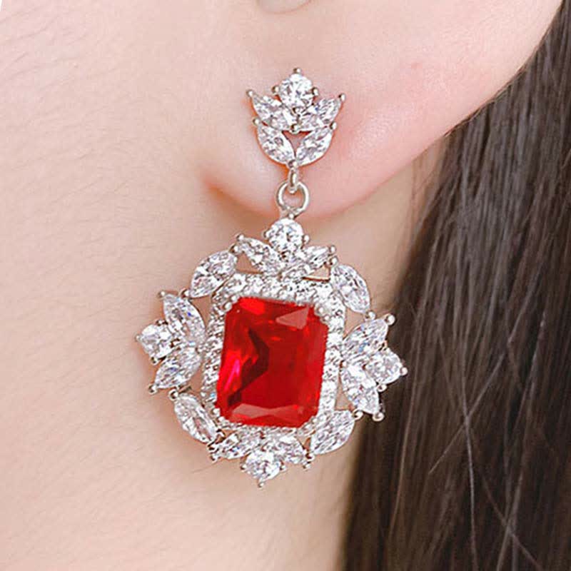 Emerald Crystal Red Corundum Confidence Courage Jewelry Set