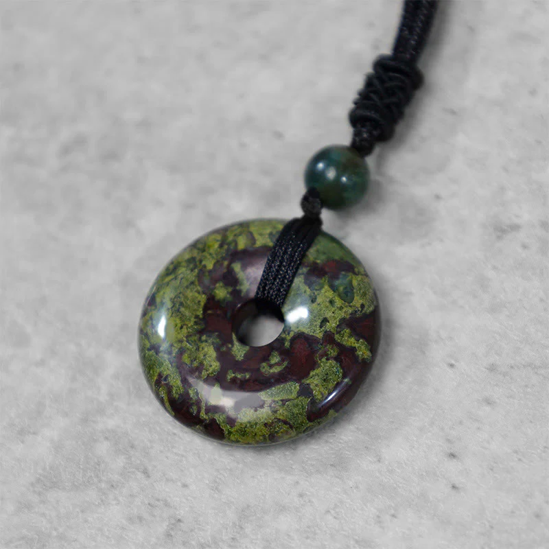 Renbeads Lucky Coin Pendant Healing Crystal Gemstone Necklace