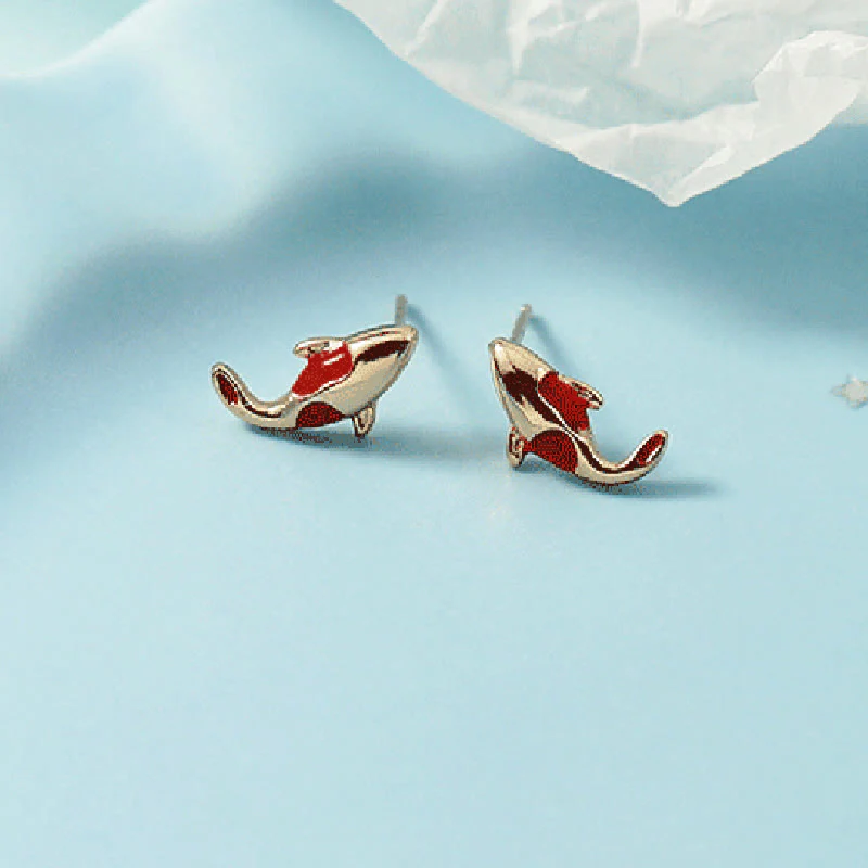 Copper Koi Fish Wealth Jewelry Set with Red Rope