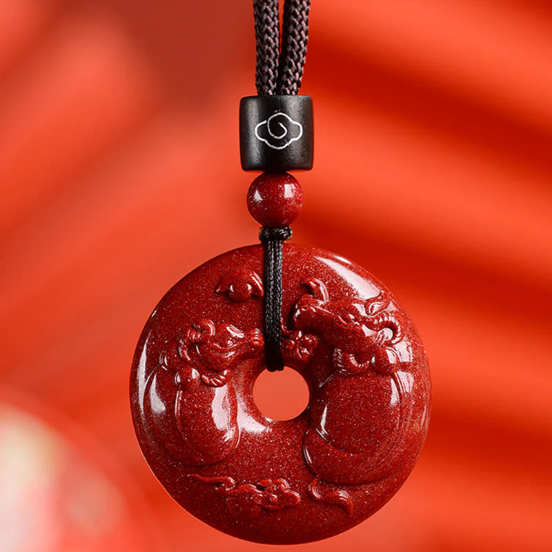 Chinese Zodiac Cinnabar Peace Buckle Necklace Pendant