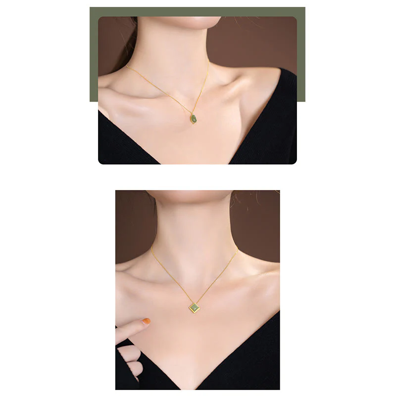 925 Sterling Silver Natural Cyan Hetian Jade Luck Laughing Buddha Butterfly Necklace Pendant