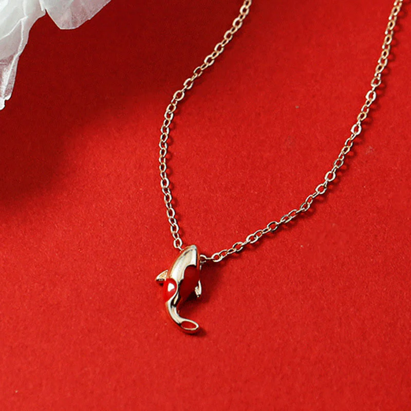 Copper Koi Fish Wealth Jewelry Set with Red Rope