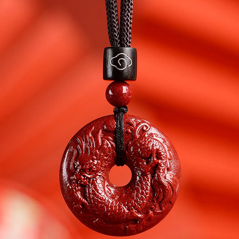 Chinese Zodiac Cinnabar Peace Buckle Necklace Pendant