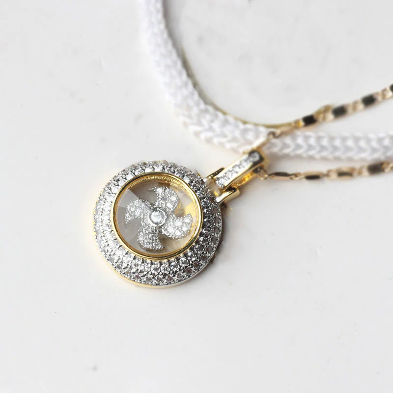Gold Plated Copper Brass Rotatable Windmill Symbol Balance Necklace Pendant